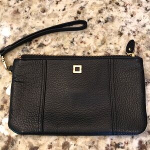 Lodis black leather wristlet wallet